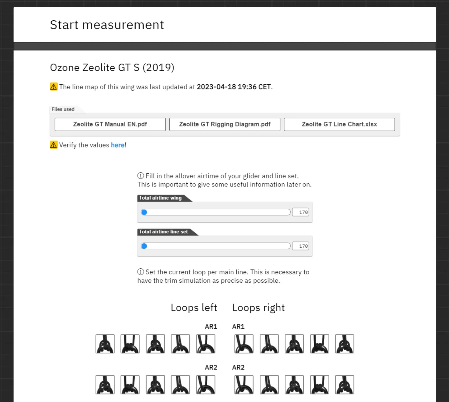 Start measurement - Wing status